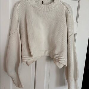 Free People Cropped Crewneck Women’s Sweater - Cream